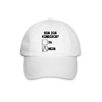 Bin ich kindisch ja nein - Baseballkappe - Weiß/Weiß - Vorne