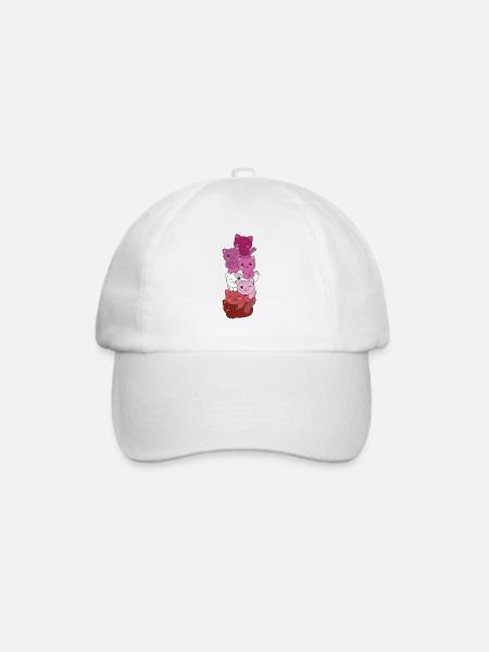 lesbian Lipstick flag Pride LGBTQ Katzen Haufen - Baseballkappe - Weiß/Weiß