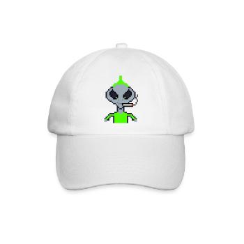 Pixel Alien "Smoking Iro" - Baseballkappe - Weiß/Weiß - Vorne