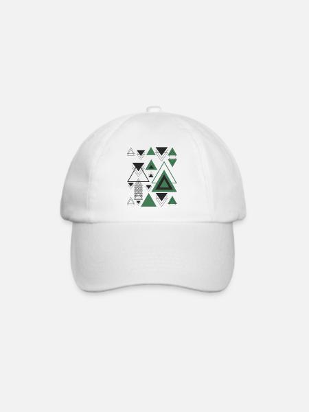 Dreiecke Minimalistische Geometrie Schwarz Abstrakt Grün - Baseballkappe - Weiß/Weiß