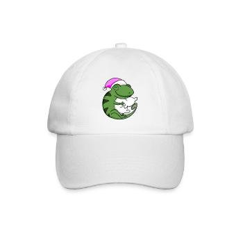 Kameleon mit Kissen und Schlafmütze - Baseballkappe - Weiß/Weiß - Vorne