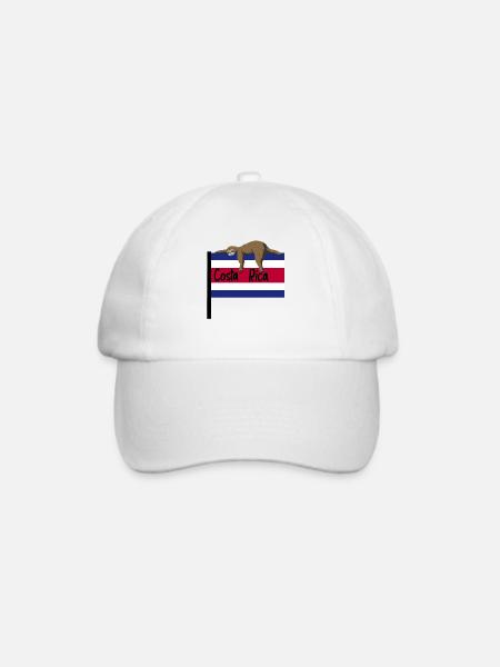 Costa Rica Faultier auf der Flagge von Costa Rica - Baseballkappe - Weiß/Weiß