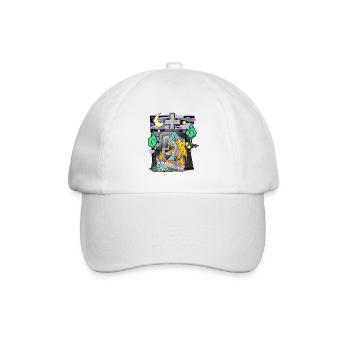 Zombie Grabstein Pizza lustig - Baseballkappe - Weiß/Weiß - Vorne