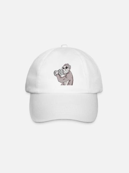 Affe Fitness Motivation Geschenk - Baseballkappe - Weiß/Weiß