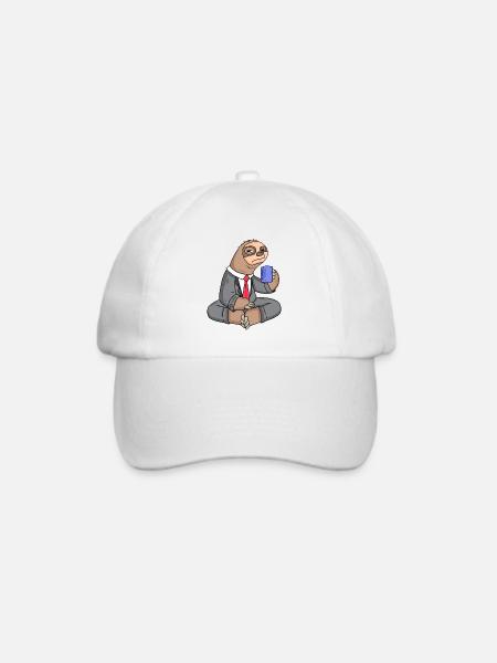 Faultier Büro Outfit - Baseballkappe - Weiß/Weiß