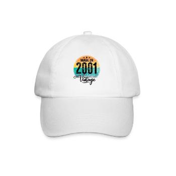 Vintage Made in 2001 Geburtsjahr 2001 Geburtstag - Baseballkappe - Weiß/Weiß - Vorne