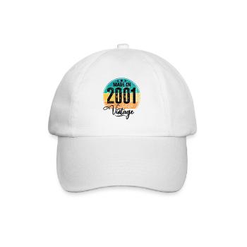 Vintage Made in 2001 Geburtsjahr 2001 Geburtstag - Baseballkappe - Weiß/Weiß - Vorne