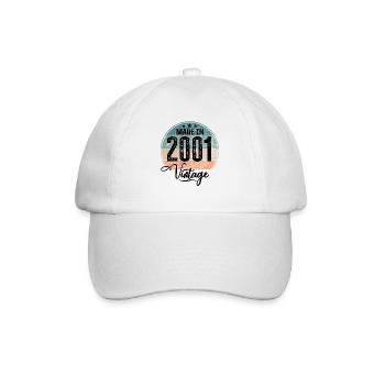 Vintage Made in 2001 Geburtsjahr 2001 Geburtstag - Baseballkappe - Weiß/Weiß - Vorne