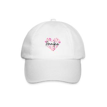 Ich liebe Annika - Herzen für Annika - Baseballkappe - Weiß/Weiß - Vorne