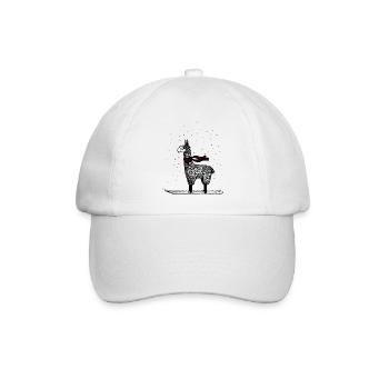 Lustiges und cooles Ski Lama für Skifahrer - Baseballkappe - Weiß/Weiß - Vorne
