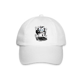 Katzen DJ mit Mischpult - Baseballkappe - Weiß/Weiß - Vorne