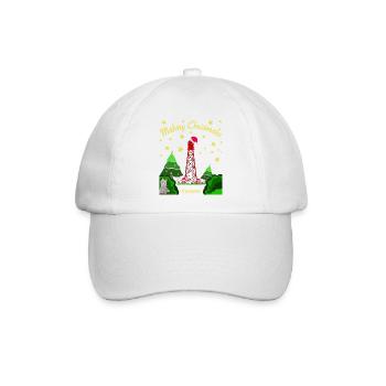 Weihnachten, Leuchtturm Campen, Kultiger Wolf - Baseballkappe - Weiß/Weiß - Vorne