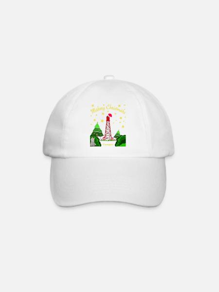 Weihnachten, Leuchtturm Campen, Kultiger Wolf - Baseballkappe - Weiß/Weiß