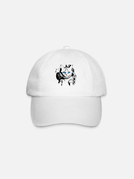 DJ Katze Blaue Augen - Baseballkappe - Weiß/Weiß