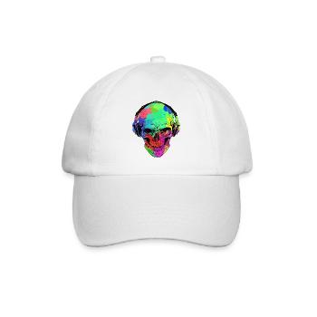 LUSTIGER HALLOWEEN REGENBOGENSCHÄDEL UND KOPFHÖRER - Baseballkappe - Weiß/Weiß - Vorne
