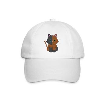 Braune und schwarze Katze - Baseballkappe - Weiß/Weiß - Vorne