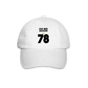 78 Geburtstag - 78 Jahre mit Krone - Baseballkappe - Weiß/Weiß - Vorne