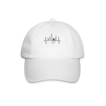 New York Skyline Herzschlag Herz USA Geschenk NY - Baseballkappe - Weiß/Weiß - Vorne