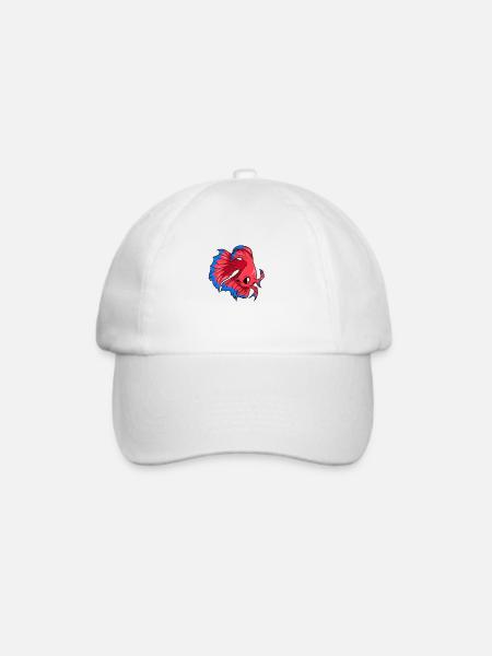 Kawaii siamesischer Kampffisch - Baseballkappe - Weiß/Weiß