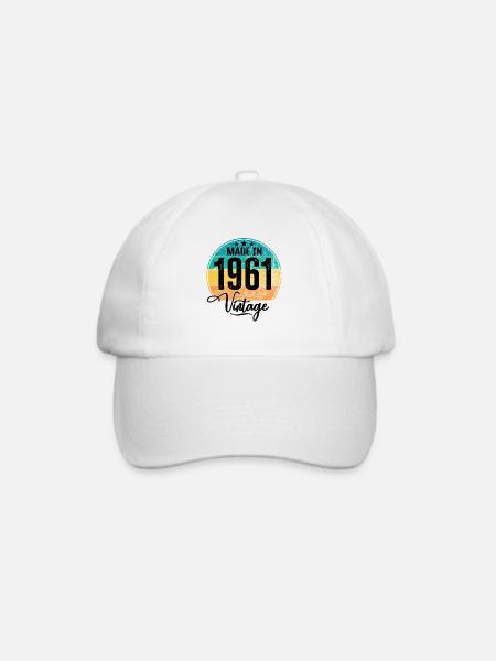 Vintage Made in 1961 Geburtsjahr 1961 Geburtstag - Baseballkappe - Weiß/Weiß