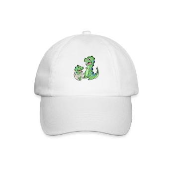 Dinosaurier mit Baby Dinosaurier - Baseballkappe - Weiß/Weiß - Vorne