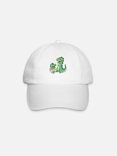 Dinosaurier mit Baby Dinosaurier - Baseballkappe - Weiß/Weiß