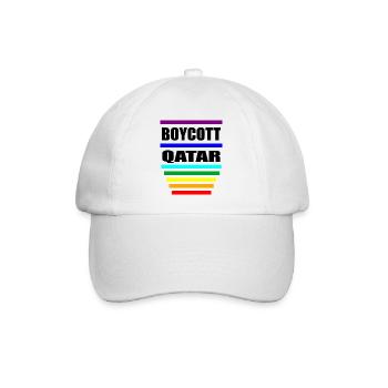 Boycott Qatar Spruch Sprüche Regenbogen - Baseballkappe - Weiß/Weiß - Vorne