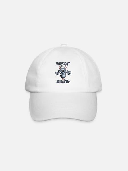 Fledermaus Fan Outfit Spruch Vorsicht Bissig - Baseballkappe - Weiß/Weiß