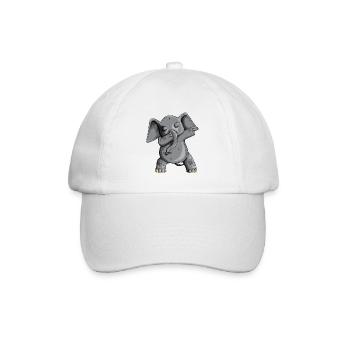 Dab Elefant Kinder Tanzen Dabbing Babyelefant - Baseballkappe - Weiß/Weiß - Vorne