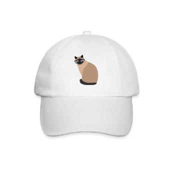 Nerd Katze Mit Brille Lustiges Kätzchen Geschenk - Baseballkappe - Weiß/Weiß - Vorne