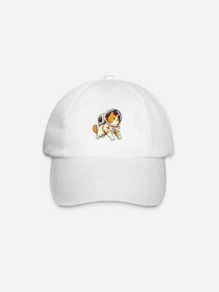 Space Cat Cute - Lustiger Tierhumor - Baseballkappe - Weiß/Weiß