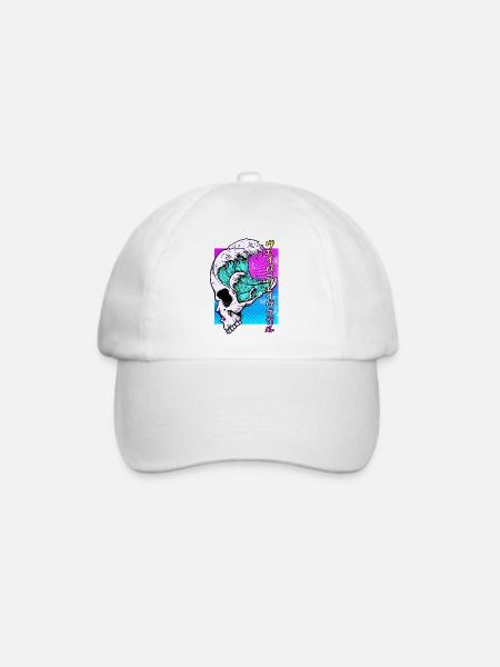 Skull Vaporwave Synthwave - Baseballkappe - Weiß/Weiß