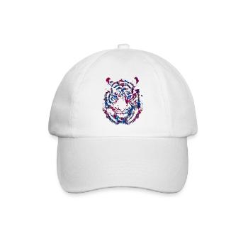 Tigerkopf - Tiger - Katzenauge Wildkatze - Baseballkappe - Weiß/Weiß - Vorne