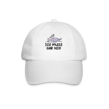Ich Muss Gar Nix - Baseballkappe - Weiß/Weiß - Vorne