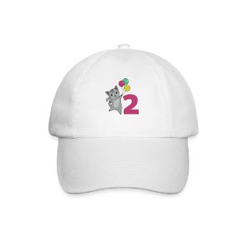 Katze zweiter Geburtstag Luftballons für Kinder - Baseballkappe - Weiß/Weiß - Vorne