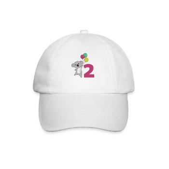 Koala zweiter Geburtstag Luftballons für Kinder - Baseballkappe - Weiß/Weiß - Vorne