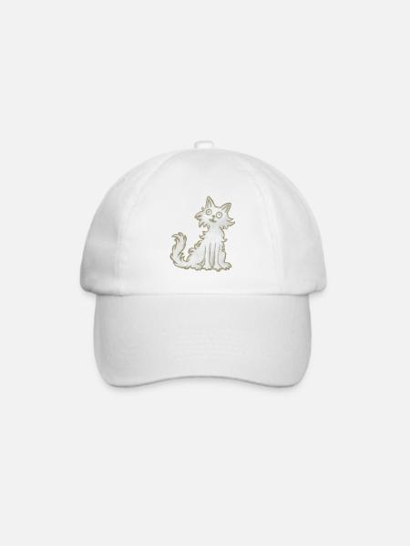 Katze - Baseballkappe - Weiß/Weiß
