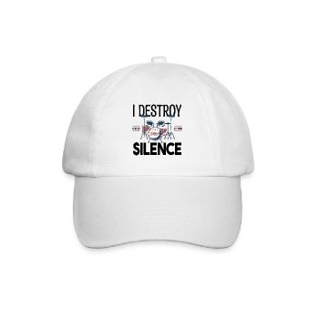 Ich zerstöre das Schweigen. Geschenkschlagzeuger, Geschenkmusiker - Baseballkappe - Weiß/Weiß - Vorne