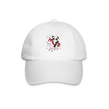 Panda mit Einhorn Herzen Lieblingstier Herz - Baseballkappe - Weiß/Weiß - Vorne