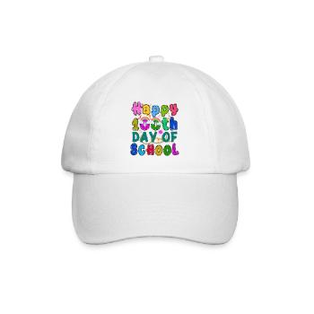 Happy 100th Day Of School Kids Smarter Brighter - Baseballkappe - Weiß/Weiß - Vorne