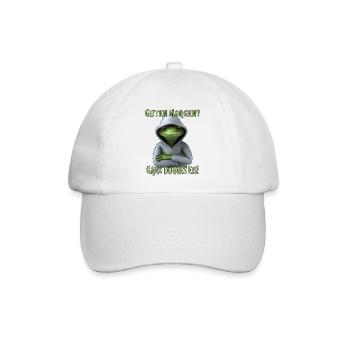 Witziger meme Frosch im Hoddie mit lustigem Spruch - Baseballkappe - Weiß/Weiß - Vorne