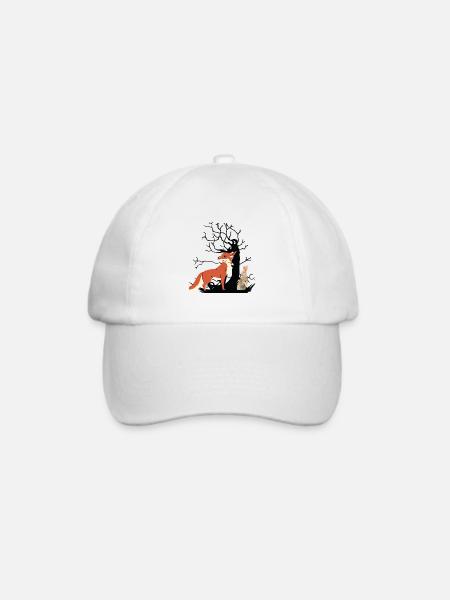 Wildtiere Waldtiere Fuchs Hase Kaninchen Jagt - Baseballkappe - Weiß/Weiß