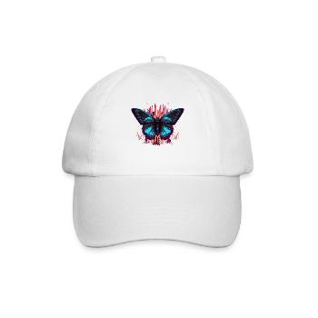 Vaporwave Schmetterling Illustration - Baseballkappe - Weiß/Weiß - Vorne