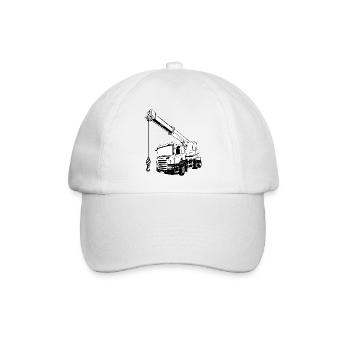 Kranauto - Kran - Kran LKW - Kran Truck - Baseballkappe - Weiß/Weiß - Vorne