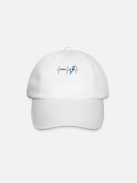 Rhodos Insel EKG Linie Griechenland Geschenk - Baseballkappe - Weiß/Weiß
