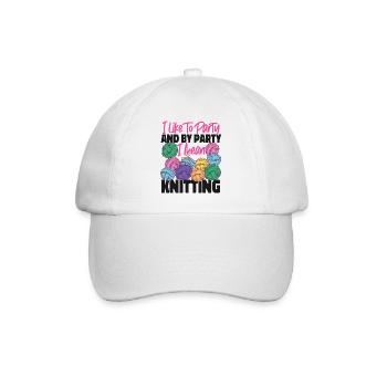 Knitting Knitter I Like To Party - Baseballkappe - Weiß/Weiß - Vorne