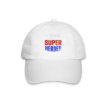I Train Super Heroes Lehrer Krafttraining Fitness - Baseballkappe - Weiß/Weiß - Vorne