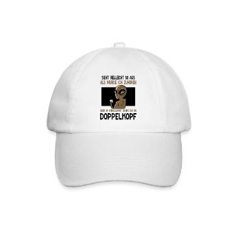 in Wirklichkeit denke ich an Doppelkopf - Baseballkappe - Weiß/Weiß - Vorne