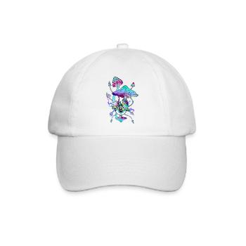 Psytrance Psychedelische Pilze - Baseballkappe - Weiß/Weiß - Vorne