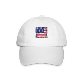 USA Flagge T-shirt 4. Juli Rot Weiß Blau Sterne - Baseballkappe - Weiß/Weiß - Vorne